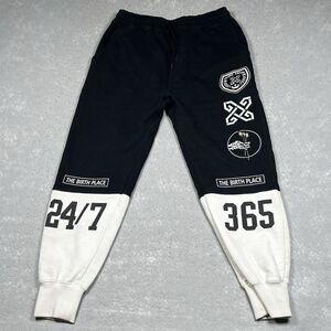 The Birth Place Jogger Mens Size Medium Black White Colorblock Pockets